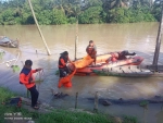 Pencarian Hari Kedua Terhadap Korban Hanyut di Aliran Sungai Silau Bawah Jembatan Balley Kelurahan Selawan.
