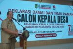Pemerintah Kabupaten Asahan bersama Panitia Pemilihan Kabupaten melaksanakan Deklarasi Damai dan Temu Ramah dengan Calon Kepala Desa Peserta Pemilihan Kepala Desa Serentak Kabupaten Asahan Tahun 2026 di Aula Melati Kantor Bupati Asahan